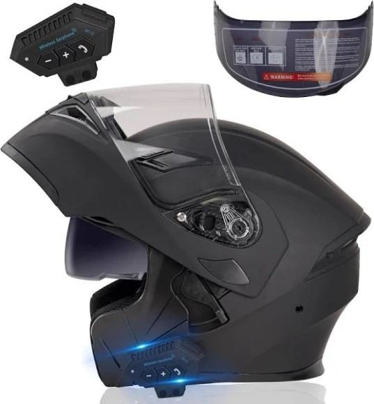Modular Motorcycle Helmet with Bluetooth,DOT Approved Dual Visor Full Face Flip up Bluetooth Integrated Motorcycle Helmets for Adults Men Women